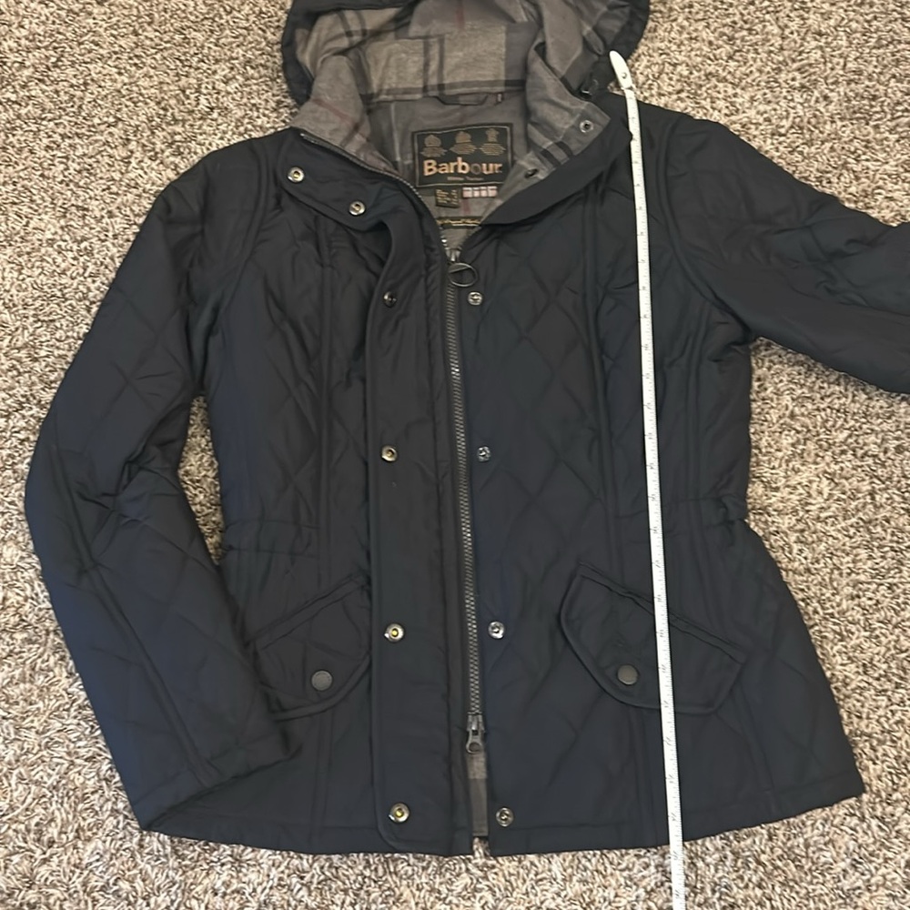 Barbour Black Quilted Jacket Winter Tartan Women’s Size 6 - Picture 6 of 14